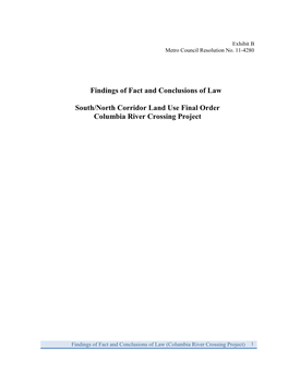 Findings of Fact and Conclusions of Law (Columbia River Crossing Project) 1