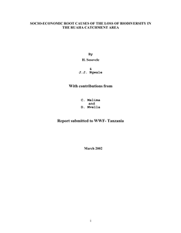 Socio-Economic Root Causes of the Loss of Biodiversity in the Ruaha Catchment Area