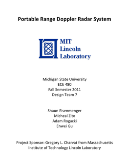 Portable Range Doppler Radar System