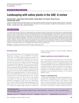Landscaping with Native Plants in the UAE: a Review