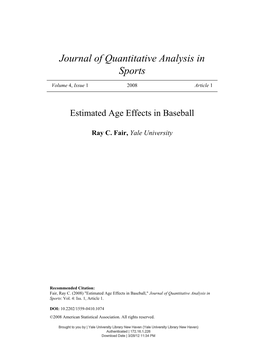 Estimated Age Effects in Baseball