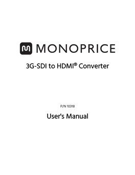 3G-SDI to HDMI® Converter User's Manual