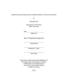 Gold(I)-Catalyzed Enantioselective Hydroamination of Unactivated Alkenes