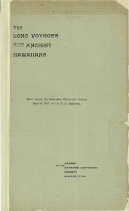 Long Voyages of the Ancient Hawaiians