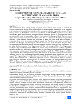 Environmental Flows Allocation in Two Main Distributaries Of