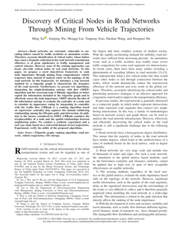Discovery of Critical Nodes in Road Networks Through Mining from Vehicle Trajectories