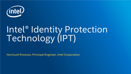 Intel Identity Protection Technology (IPT)