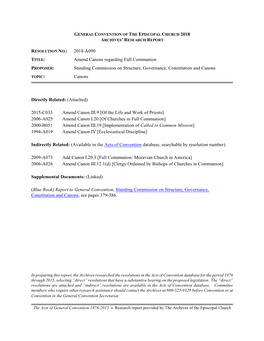 2018-A090 Amend Canons Regarding Full Communion Standing