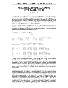 The American Football League Attendance, 1960-69