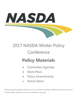 2017 NASDA Winter Policy Conference Policy Materials