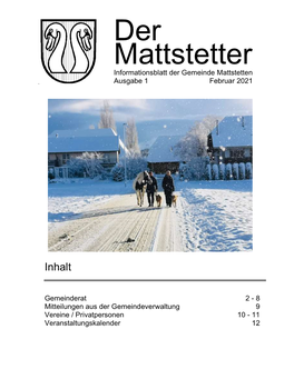 Der Mattstetter Informationsblatt Der Gemeinde Mattstetten