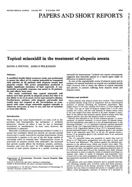 Topical Minoxidil in the Treatment of Alopecia Areata