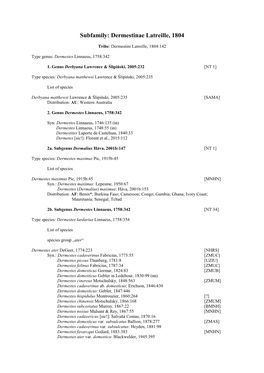 Subfamily: Dermestinae Latreille, 1804