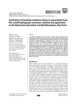 Estimation of Baseflow Residence Times in Watersheds from the Runoff