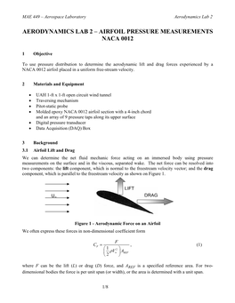 MAE 449 – Aerospace Laboratory Aerodynamics Lab 2