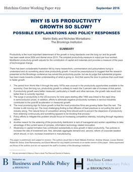 Why Is U.S. Productivity Growth So Slow?