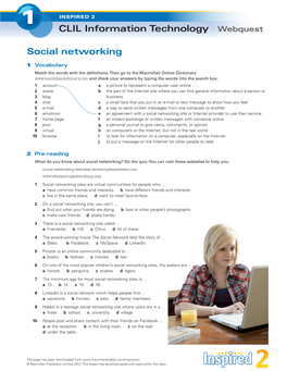 Social Networking CLIL Information Technology Webquest