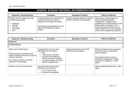 Referral Recommendations : Paediatric Surgery