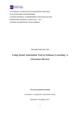 Using Social Annotation Tool to Enhance Learning: a Literature Review