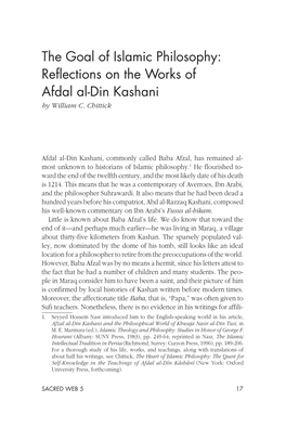 Reflections on the Works of Afdal Al-Din Kashani by William C