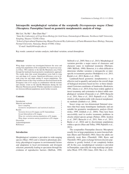 Intraspecific Morphological Variation of the Scorpionfly Dicerapanorpa