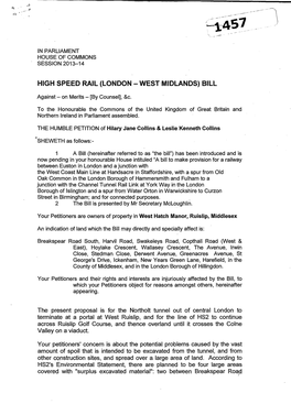 High Speed Rail (London - West Midlands) Bill