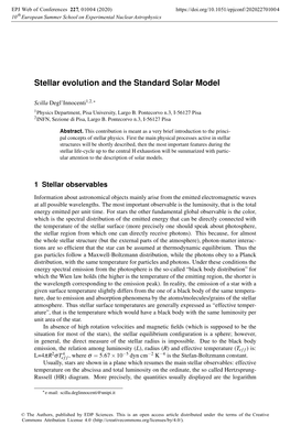 Stellar Evolution and the Standard Solar Model