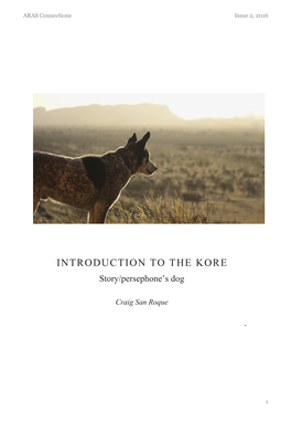 INTRODUCTION to the KORE Story/Persephone’S Dog