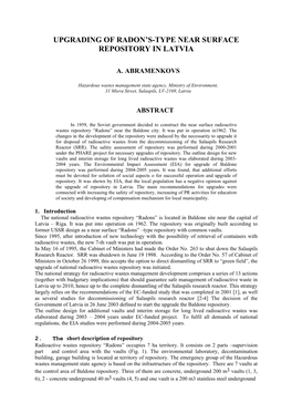 Upgrading of Radon's-Type Near Surface Repository In