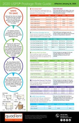 2020 USPS® Postage Rate Guide Effective January 26, 2020