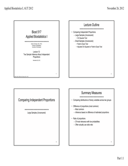 Biost 517 Applied Biostatistics I Lecture Outline