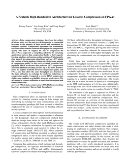 A Scalable High-Bandwidth Architecture for Lossless Compression on Fpgas