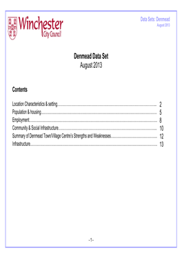 Denmead Data Set August 2013