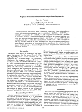 Crystal Structure Refinement of Magnesian Alleghanyite