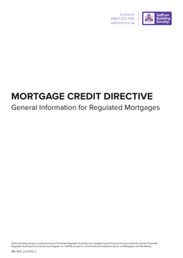 MORTGAGE CREDIT DIRECTIVE General Information for Regulated Mortgages
