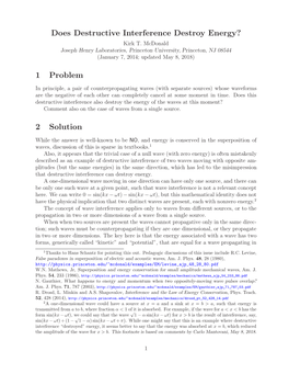 Does Destructive Interference Destroy Energy? 1 Problem 2 Solution