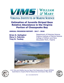 Estimation of Juvenile Striped Bass Relative Abundance in the Virginia Portion of Chesapeake Bay