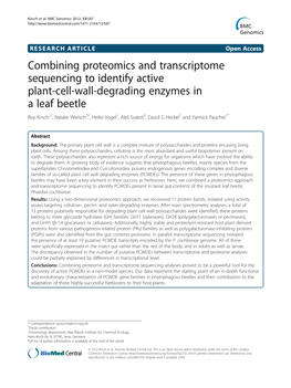 Combining Proteomics and Transcriptome Sequencing To