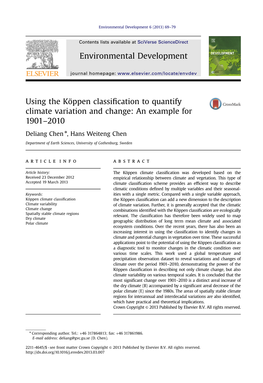 Using the Köppen Classification to Quantify Climate Variation and Change an Example for 1901–2010