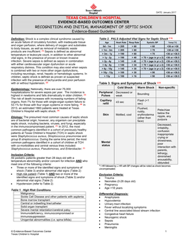 Septic Shock: Recognition and Initial Management