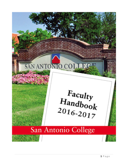 1 P a G E PREFACE This Document Has Been Compiled by the Faculty Handbook Committee of San Antonio College (SAC), with Input from the SAC Faculty Senate