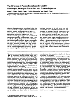 The Structure of Plasmodesmata As Revealed by Plasmolysis, Detergent Extraction, and Protease Digestion