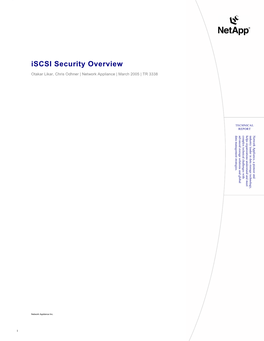 Iscsi Security Overview