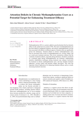 Attention Deficits in Chronic Methamphetamine Users As a Potential Target for Enhancing Treatment Efficacy