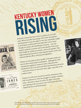 Kentucky Women Have Been Active in Politics for Over 200 Years. Before