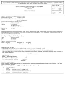 The Securities and Exchange Commission Has Not Necessarily Reviewed the Information in This Filing and Has Not Determined If It Is Accurate and Complete