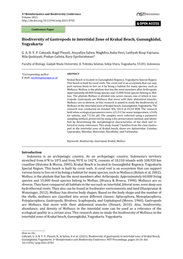 Biodiversity of Gastropods in Intertidal Zone of Krakal Beach, Gunungkidul, Yogyakarta