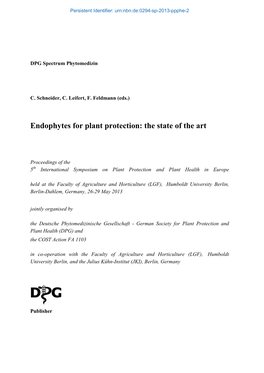 PPPHE 2013 Endophytes for Plant Protection