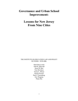 Governance and Urban School Improvement: Lessons for New