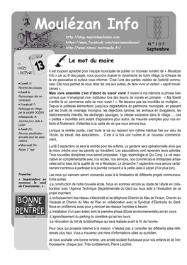 Moulézan Info N ° 1 0 7 Septembre